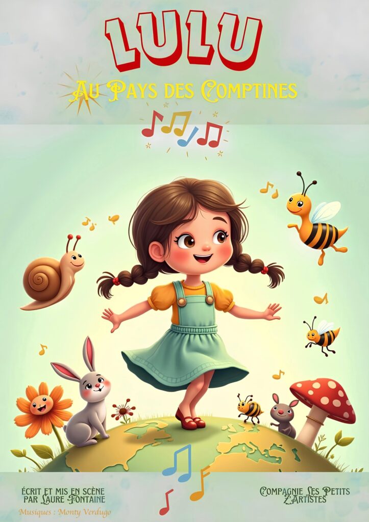 Affiche du spectacle Lulu au pays des comptines à la Comédie de la Roseraie