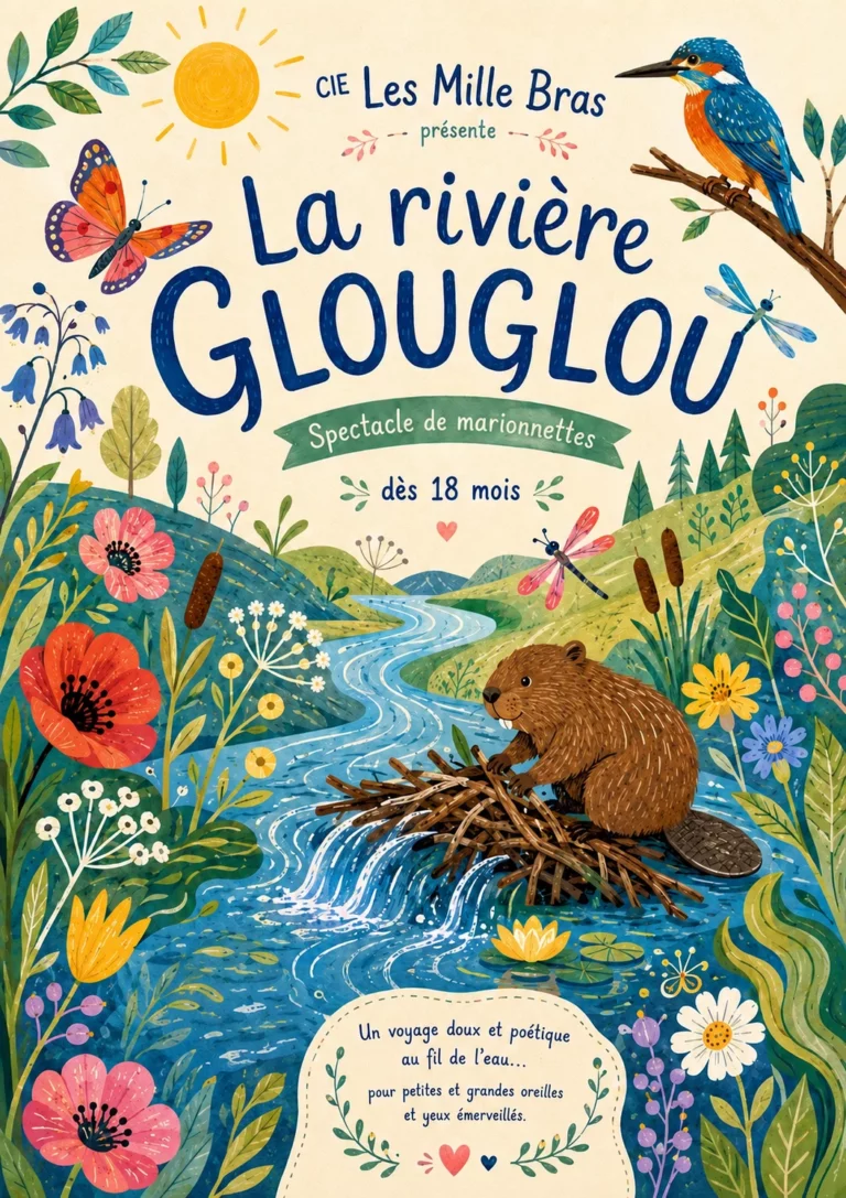 Affiche du spectacle La rivière Glouglou à la Comédie de la Roseraie