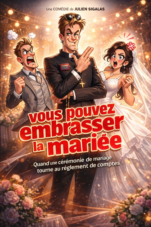 Affiche du spectacle Vous pouvez embrasser la mariée à la Comédie de la Roseraie