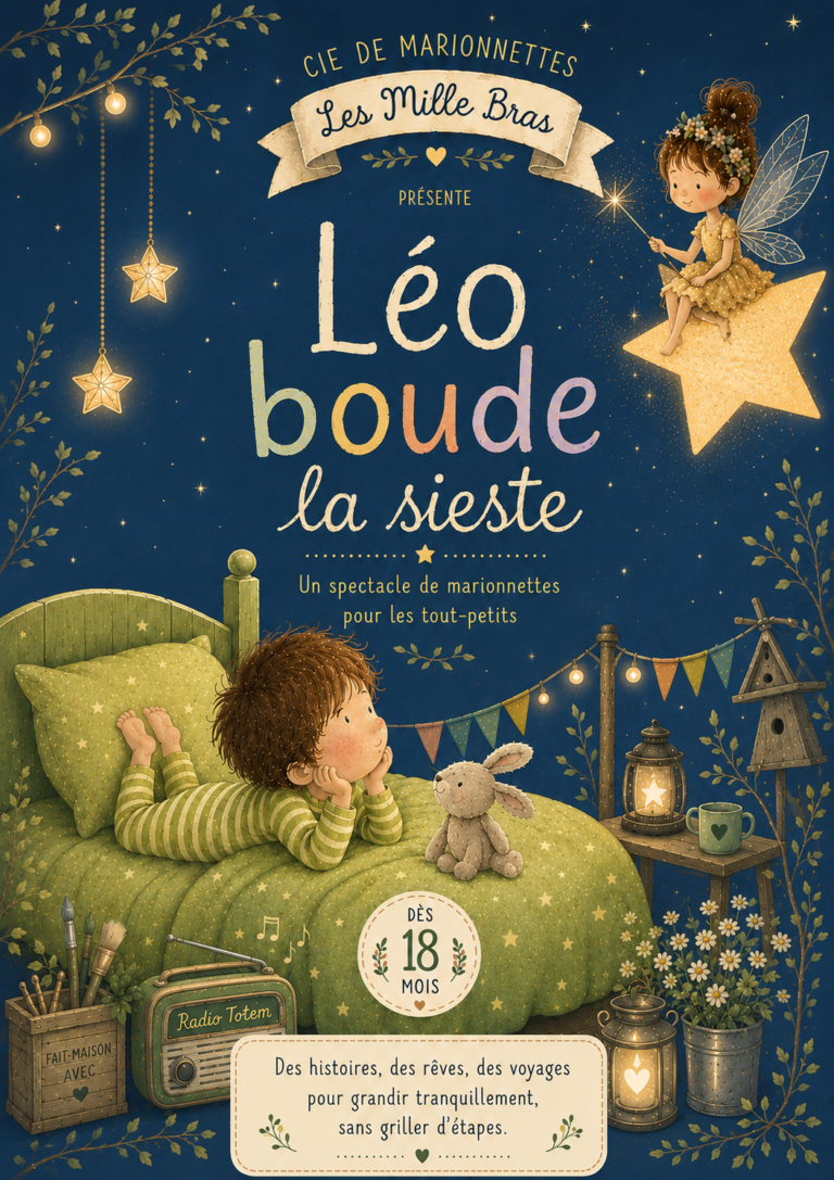 Affiche du spectacle Léo boude la sieste à la Comédie de la Roseraie